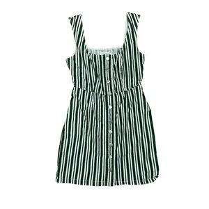 Urban Outfitters Green Striped Thin Corduroy Snap Front Mini Dress Sz 0 y2k